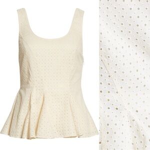 Rebecca Taylor Lyra Peplum Eyelet Sleeveless Blouse NWT​​​